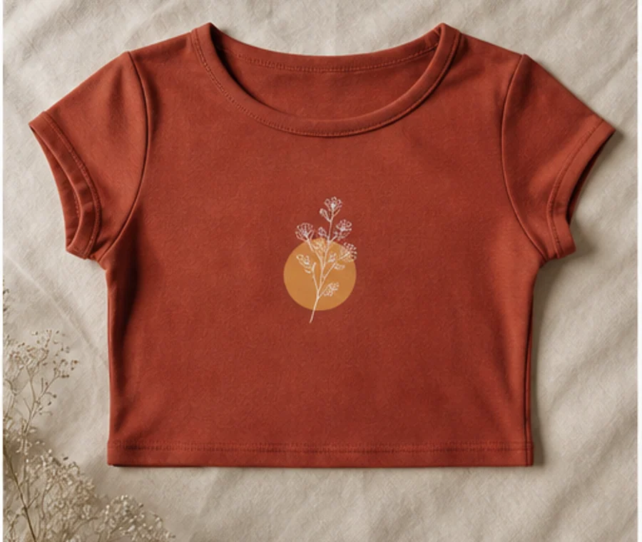 Crop top küçük göğüs baskısı için Afri DTF Baskı örnek uygulaması